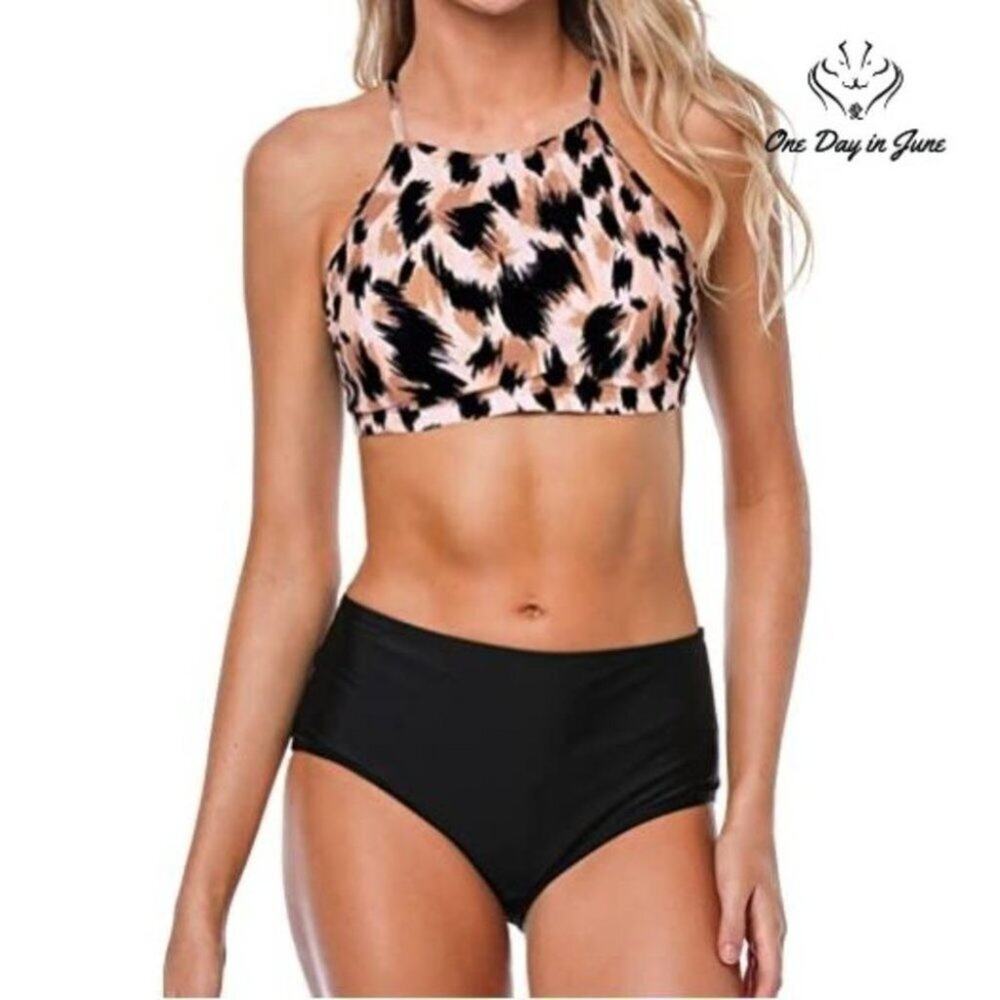 Charmleaks High Neck Halter Bikini Swimsuit Size S